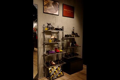 Interior of Dr Martens, Oxford Street, showing footwear on display